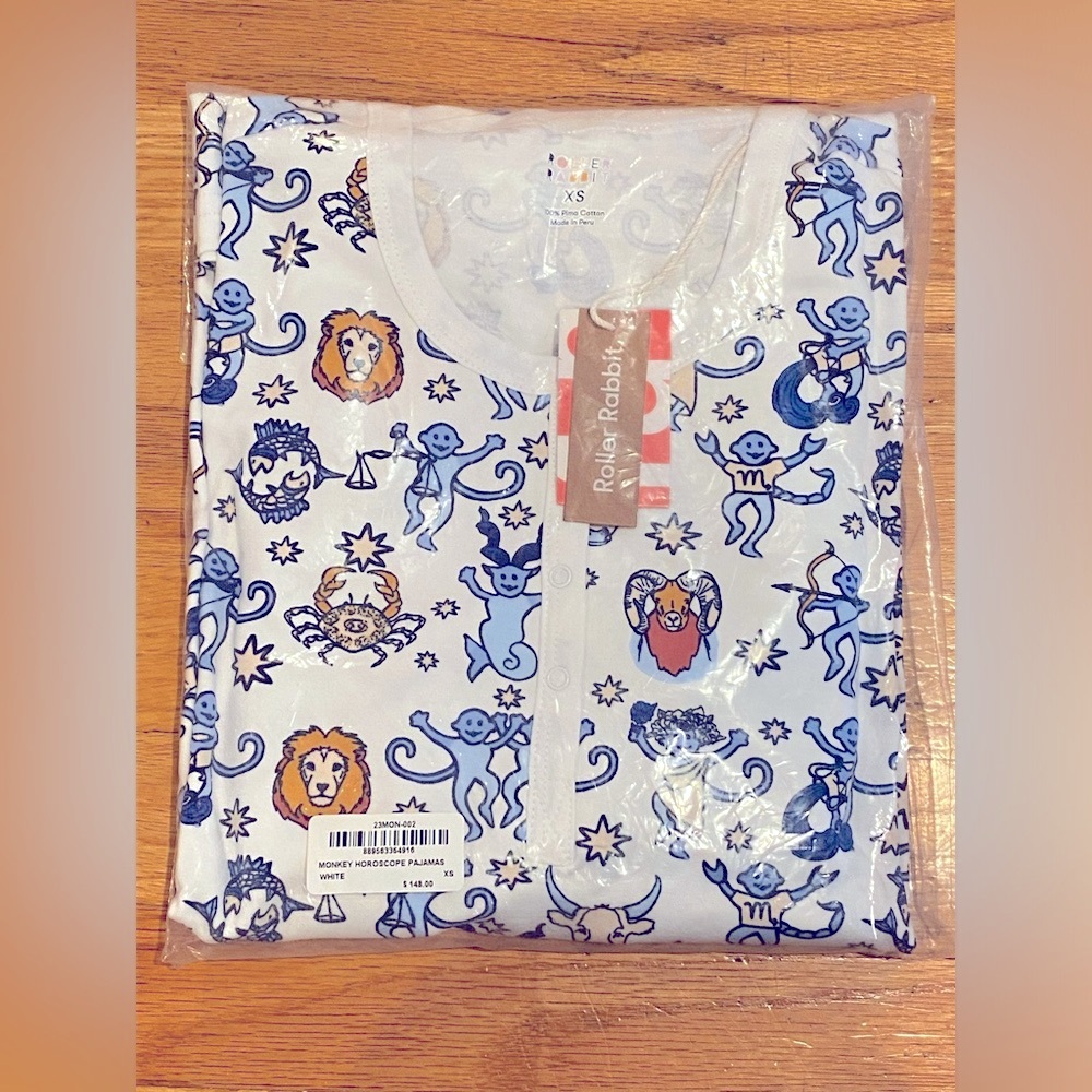 BRAND NEW Roller Rabbit Pajamas - Monkey Horoscope Pajamas - Size XS